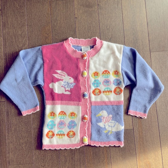 Vintage‎ button up Easter sweater size 6x - Picture 1 of 2